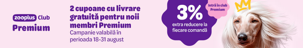 zooplus Club Premium: 2 cupoane cu livrare gratuită pentru noii membri Premium. Campanie valabilă în perioada 18-31 august. 3% extra reducere la fiecare comandă. Intră în club Premium.