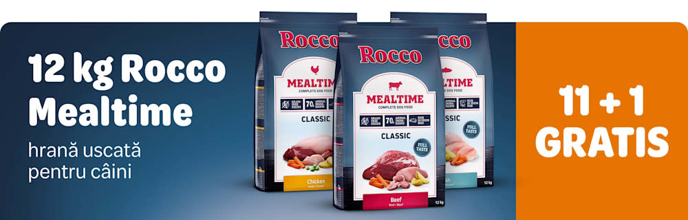 12 kg Rocco Mealtime hrană uscată pentru câini. 11+1 gratis