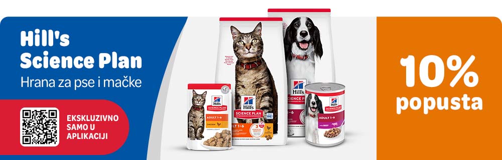 Hill's Science Plan hrana za pse i mačke. 10% popusta na ekskluzivno samo u aplikaciji.