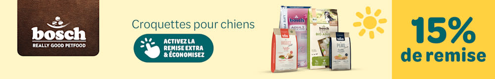 Activez la remise extra & économisez: 15 % de réduction sur les croquettes Bosch pour chiens