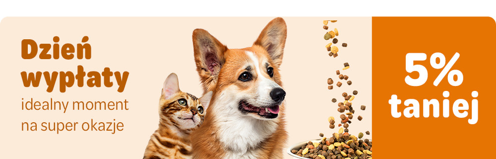 Dzień wypłaty, idealny moment na super okazje. Sucha karma dla psów i kotów 5% taniej