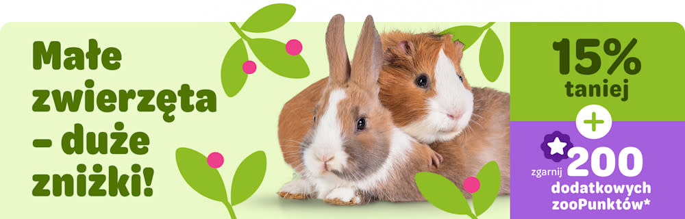 Małe zwierzęta duże zniżki aż do 15% taniej, zgarnij dodatkowe 200 zooPunktów*