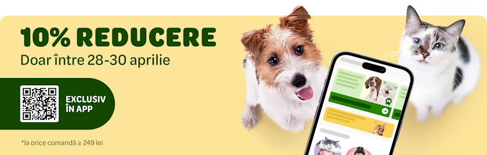 10% REDUCERE la orice comandă de min. 249 lei. EXCLUSIV ÎN APP. Doar între 28-30 aprilie. 