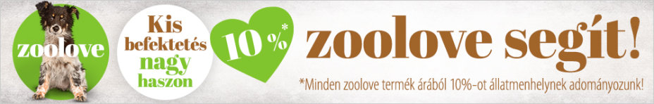 Minden zoolove termék árából 10%-ot állatmenhelynek adományozunk!