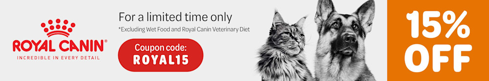 15% off Royal Canin Dry Dog & Cat Food. Coupon code ROYAL15