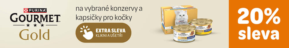 20% sleva na vybrané konzervy a kapsičky pro kočky. Gourmet Gold. Etra sleva, klikni a ušetři.