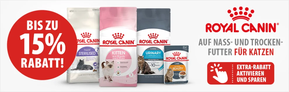Bis zu 15% Extra-Rabatt auf Royal Canin Katzenfutter