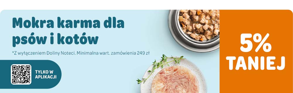 Mokra karma dla psów i kotów 5% taniej