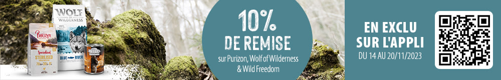 - 10 % sur Purizon, WOW, Wild Freedom sur l'app