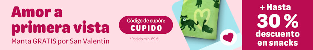 Manta GRATIS por San Valentín + hasta 30 % de descuento en snacks para perros y gatos