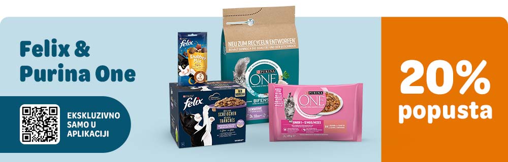 20% popusta na Purina On in Felix u zooplus  aplikaciji