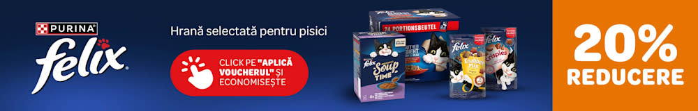 Felix. Hrană selectată pentru pisici. 20% REDUCERE. Click pe "Aplică voucherul" și economisește.