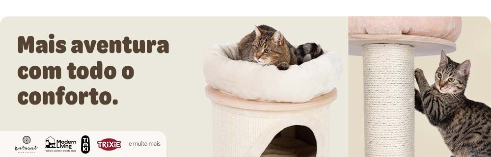 Tudo para trepar, arranhar e relaxar. Até 25% de desconto 🐈
