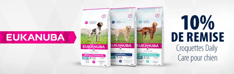 Croquettes Eukanuba Daily Care 12 ou 15 kg pour chien : 10 % de remise !