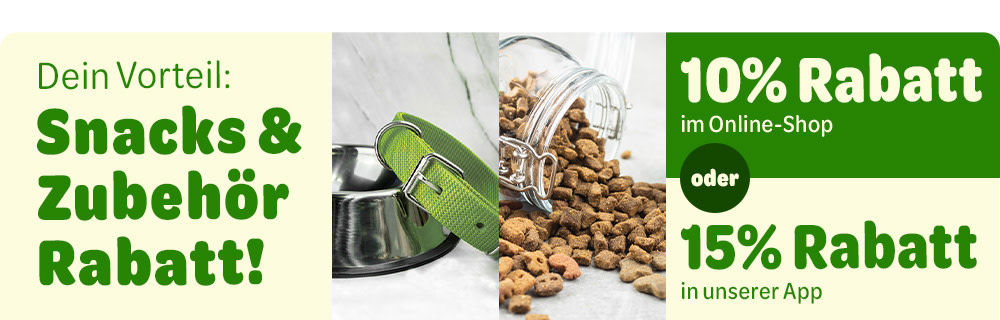 10% auf Snacks & Zubehör in der zooplus App