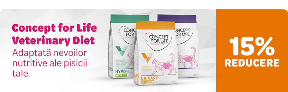 15% reducere Concept for Life Veterinary Diet. Adaptată nevoilor nutritive ale pisicii tale