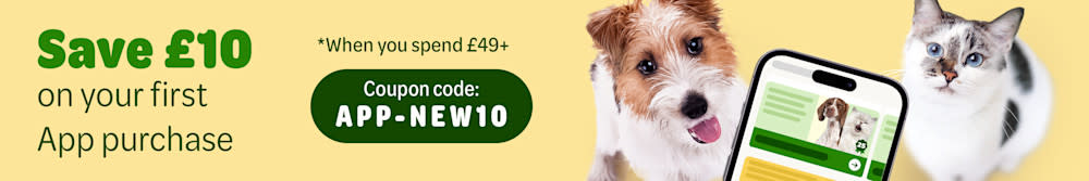 Save £10 off on your first order in the app with a purchase of £49+ 