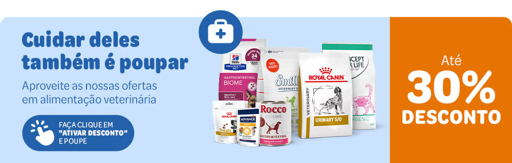 Até 30 % de desconto em dieta veterinária para cães e gatos