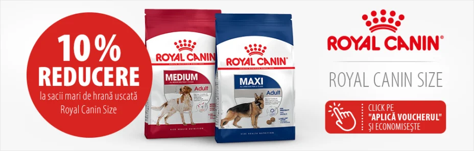 -10% EXTRA reducere la sacii mari de hrană uscată Royal Canin Size!