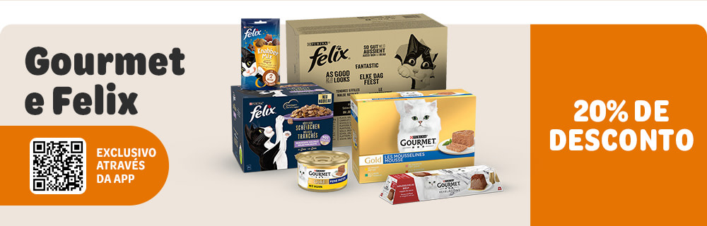 -20 % em Purina Gourmet e Felix exclusivo na App zooplus!
