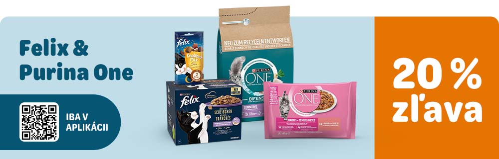 Felix a Purina One 20% zľava iba v aplikácii