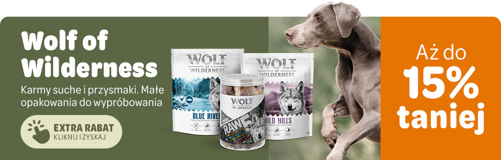 Wolf od Wilderness - karmy suche i przysmaki aż do 15% taniej. Małe opakowania do wypróbowania