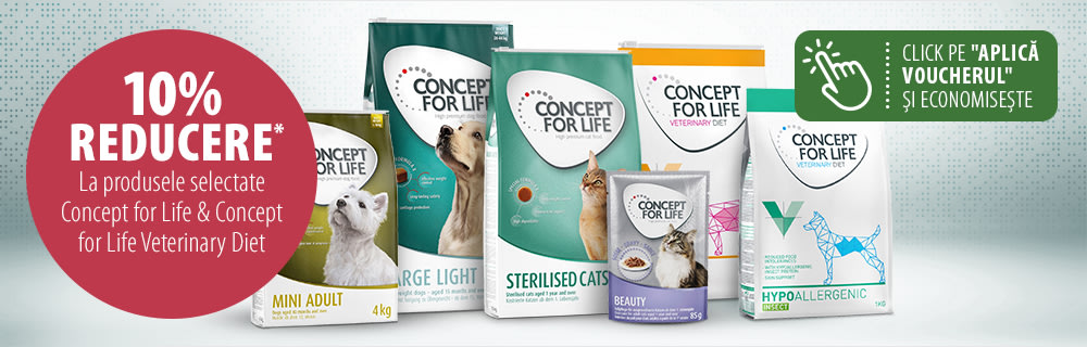 10% EXTRA reducere la produsele selectate Concept for Life & Concept for Life Veterinary Diet!