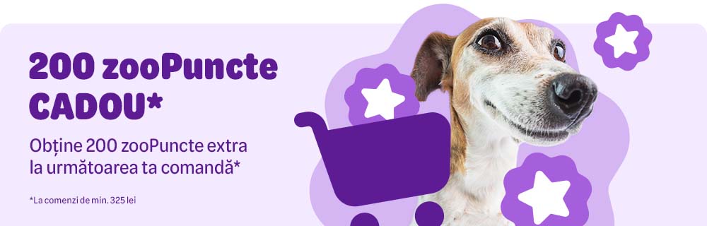 200 zooPuncte cadou. Obține 200 zooPuncte extra la următoarea ta comandă. *La comenzi de min 325 lei