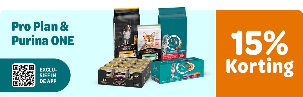 Ontvang 15% korting op Pro Plan, PurinaOne in de app