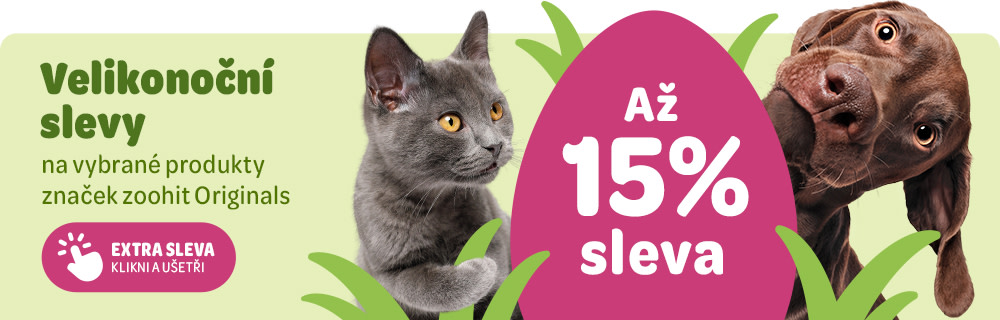 Velikonoční slevy na vybrané produkty značek zoohit Originals - až 15% sleva Extra sleva klikni a ušetři