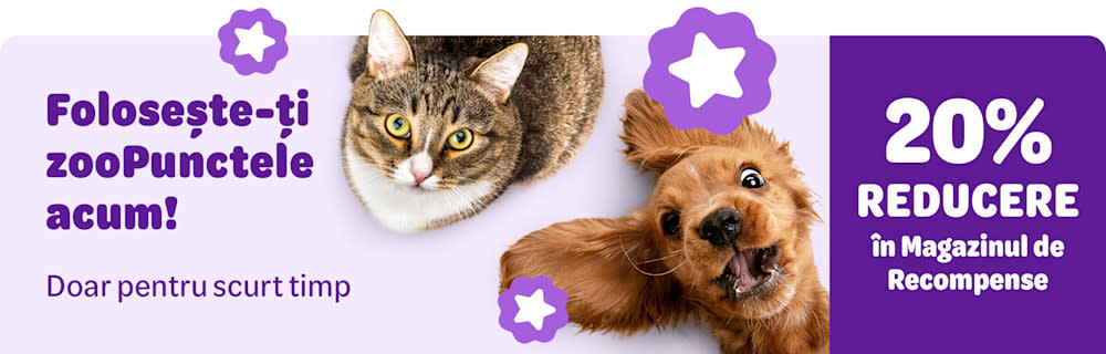 Folosește-ți zooPunctele acum! Doar pentru scurt timp - 20% REDUCERE în Magazinul de Recompense