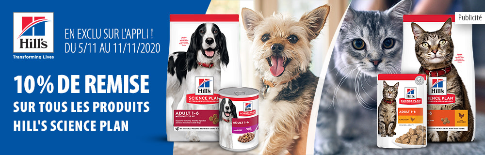 10 % de remise sur Hill's Science Plan sur l'appli zooplus