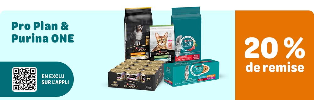 Pro Plan & Purina One, 20% de remise - en exclu sur l`appli