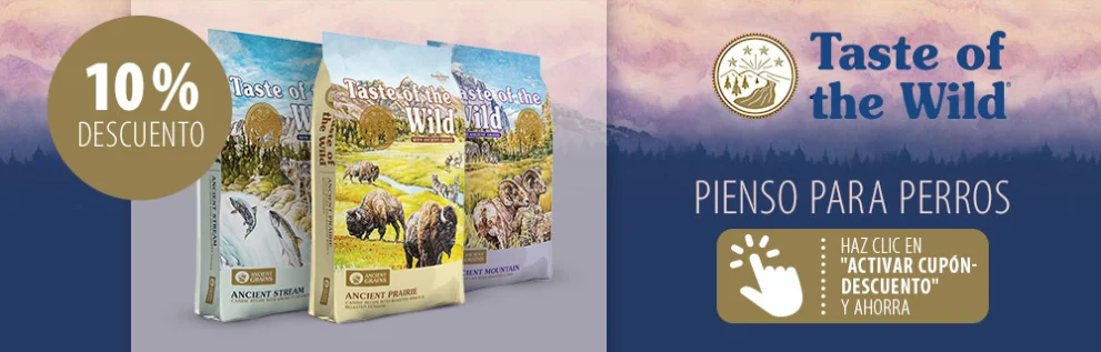 Taste of the Wild 10 % de descuento en sacos seleccionados de pienso para perros