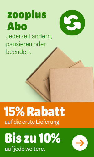 Das zooplus Abo. 15% auf die erste Lieferung, bis zu 10% auf jede weitere
