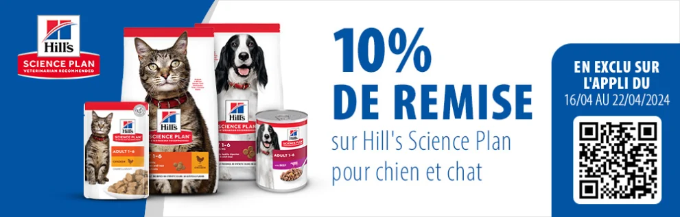 10 % de remise sur Hill's avec l'appli