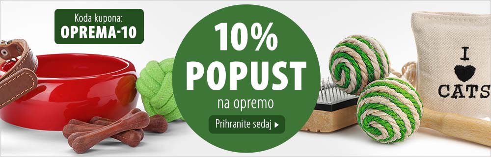 10% popust na vso opremo za pse, mačke in male živali