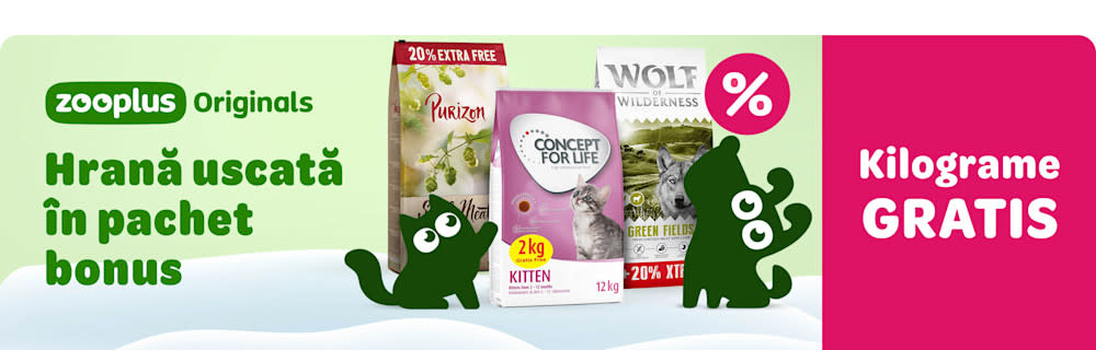 zooplus originals. Hrană uscată în pachet bonus. Kilograme gratis