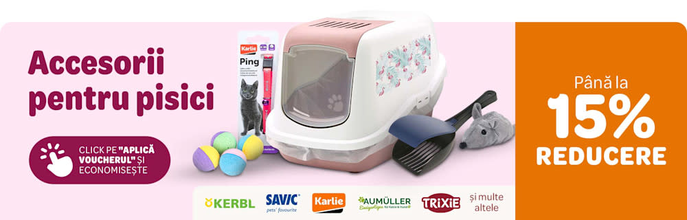 Accesorii pentru pisici. Până la 15% reducere. Click pe "Aplică voucherul" și economisește