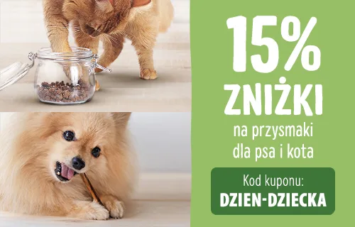 15% zniżki na przysmaki dla psa i kota