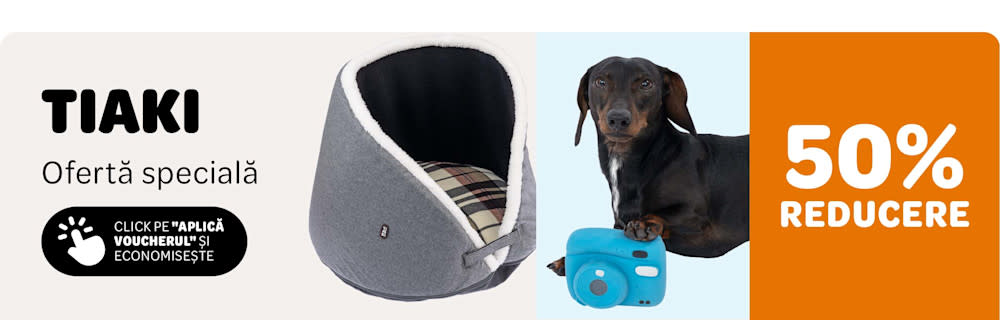 Ofertă specială TIAKI 50% reducere.  Click pe "aplică voucherul" și economisește