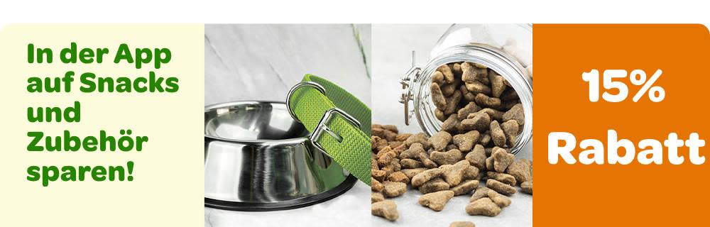 15% auf Snacks & Zubehör in der zooplus App