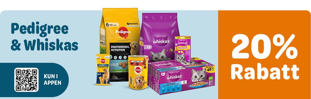 25% rabatt på whiskas og pedigree i appen