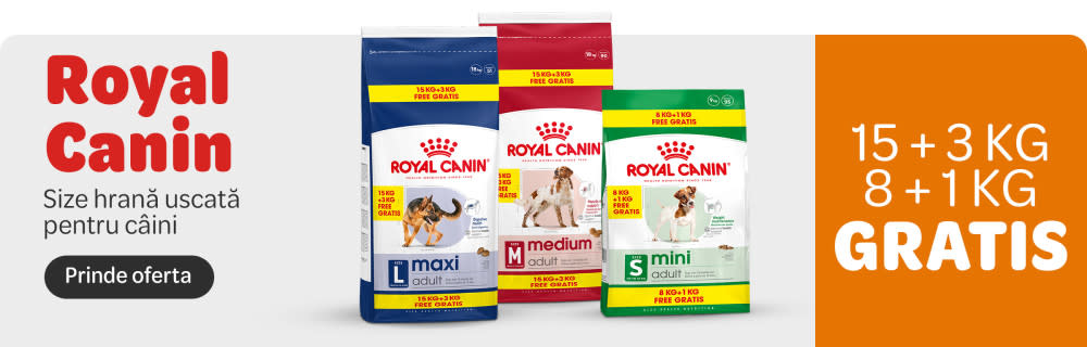15 + 3 kg sau 8 + 1 kg gratis! Royal Canin Size hrană uscată