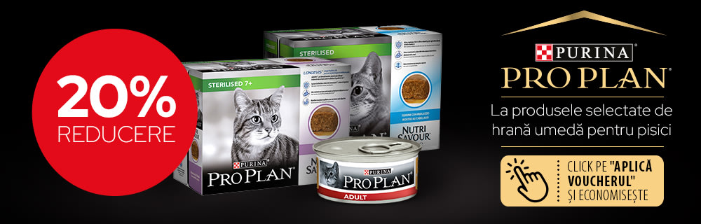-20% EXTRA reducere la produsele selectate de hrană umedă Pro Plan pentru pisici!