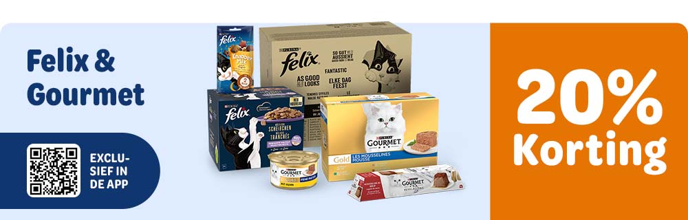 20% korting op Gourmet & Felix via de app!