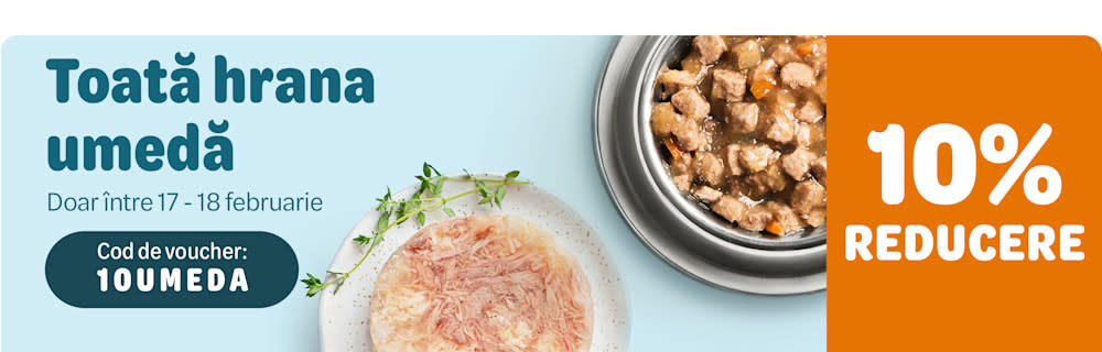 Ai 10% reducere la TOATĂ* hrana umedă, inclusiv diete veterinare! Doar 48 de ore!