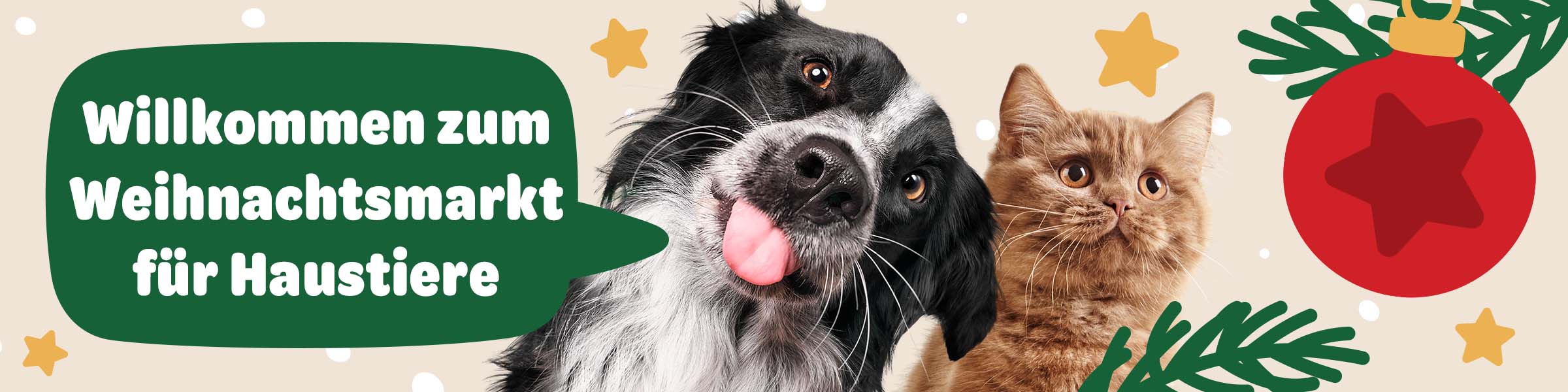 Willkommen zum Weihnachtsmarkt für Haustiere