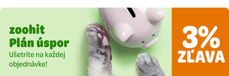 zoohit Plán úspor: 3% zľava na každú objednávku! Len na obmedzený čas: 1 rok sporenia len za 1,49 €