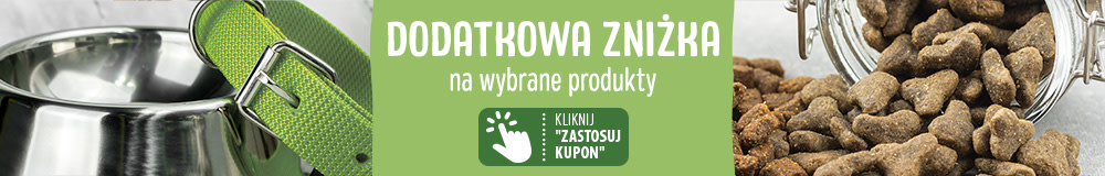 Dodatkowa zniżka na wybrane przysmaki i akcesoria. Kliknij "zastosuj kupon"